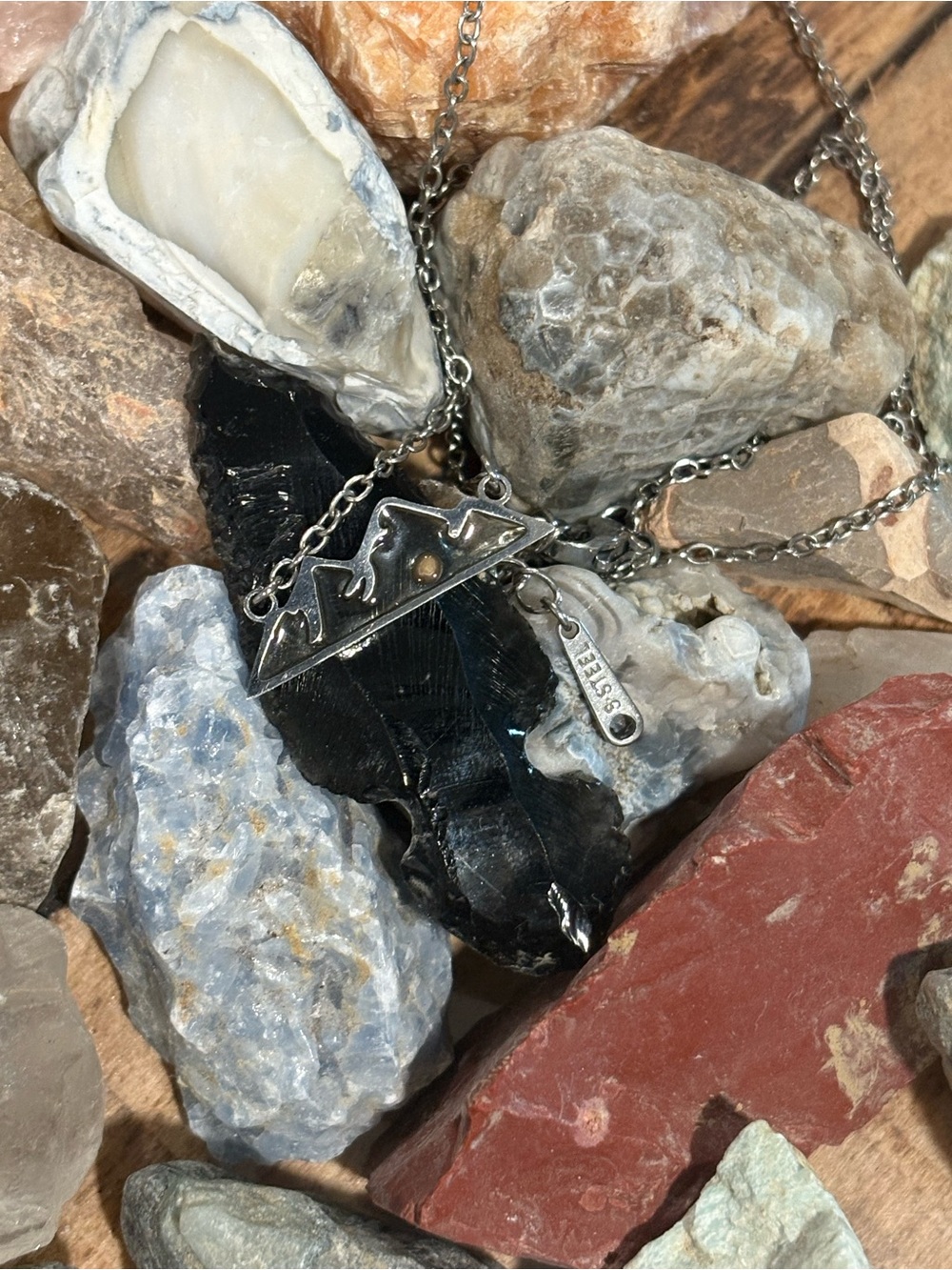 Faith Mountain Pendant Necklace in Stainless Steel